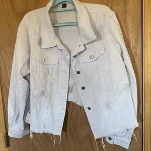 SHEIN Light Distressed Denim Jacket